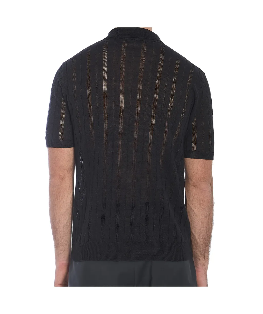 Openwork-Knit Polo Shirt