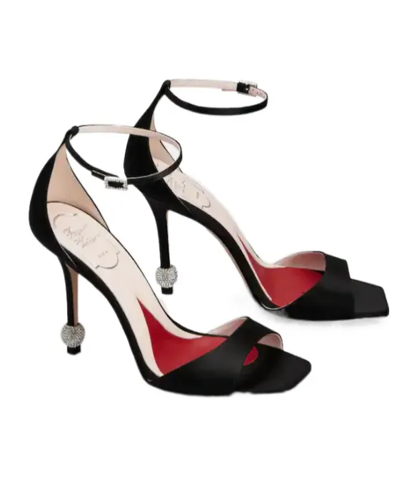 Embellished Satin Heel Sandals