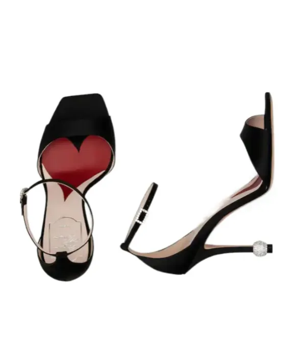 Embellished Satin Heel Sandals