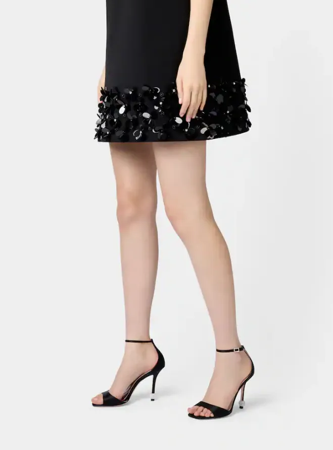 Embellished Satin Heel Sandals