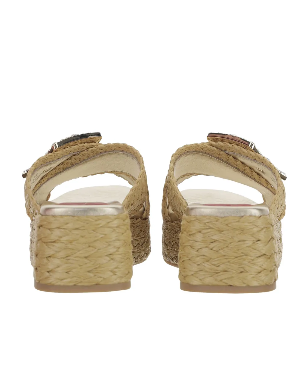 Wedge Mules In Raffia