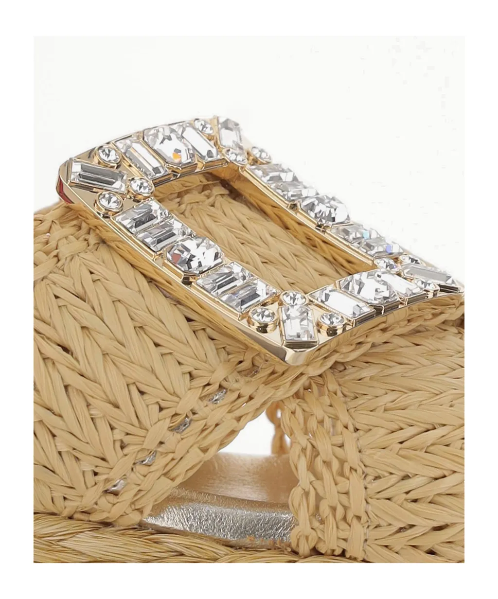 Wedge Mules In Raffia