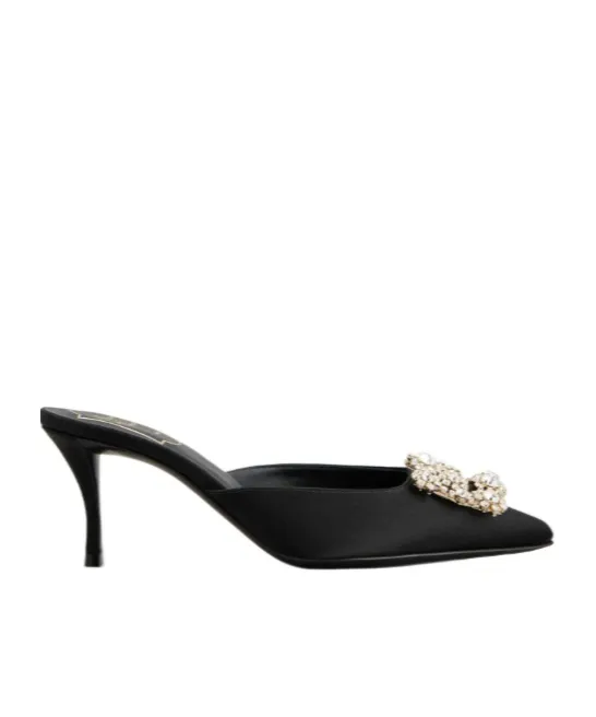 Buckle Embellished Slip-On Mules