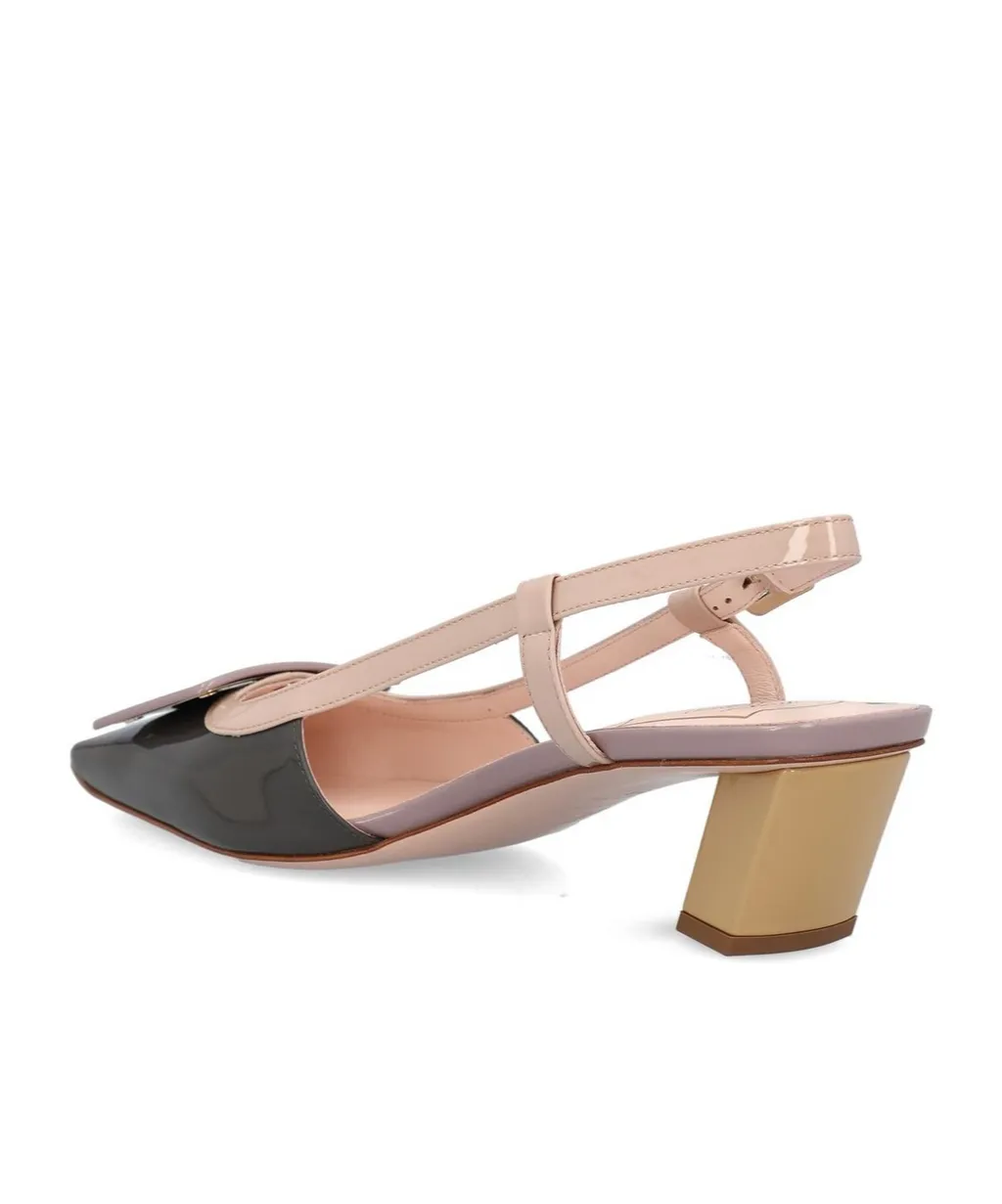 Covered Buckle Slingback Pumps