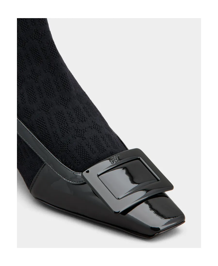 Belle Vivier Sock Lacquered Buckle Ankle Boots