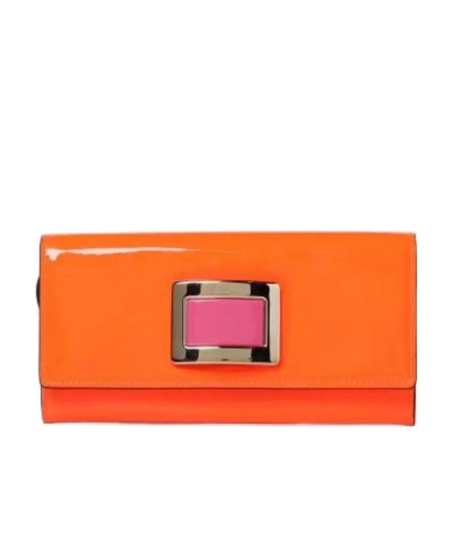 Belle Vivier Metal Buckle Wallet In Patent Leather