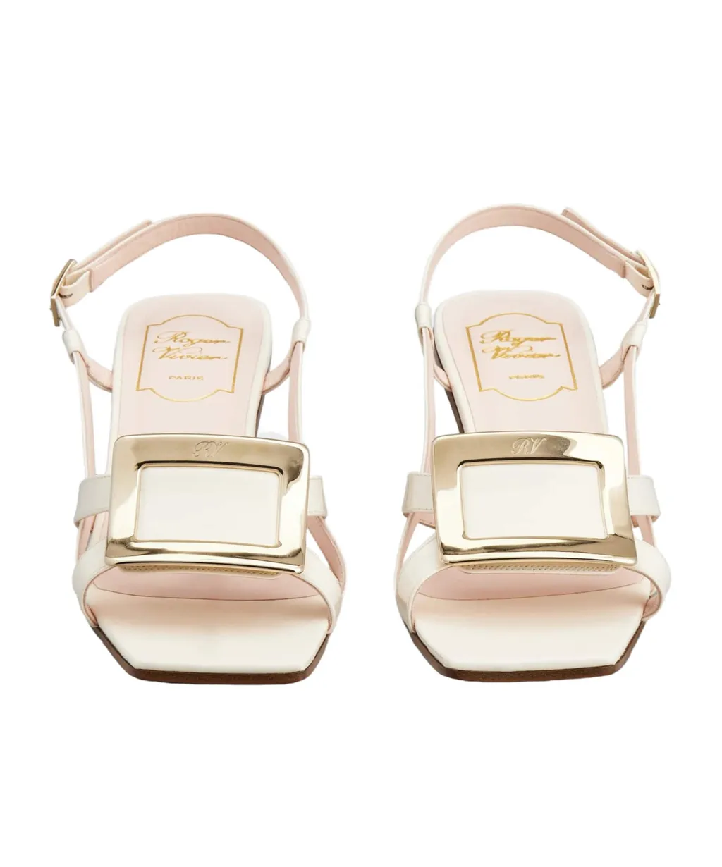 Belle Vivier Metal Buckle Sandals In Patent Leather