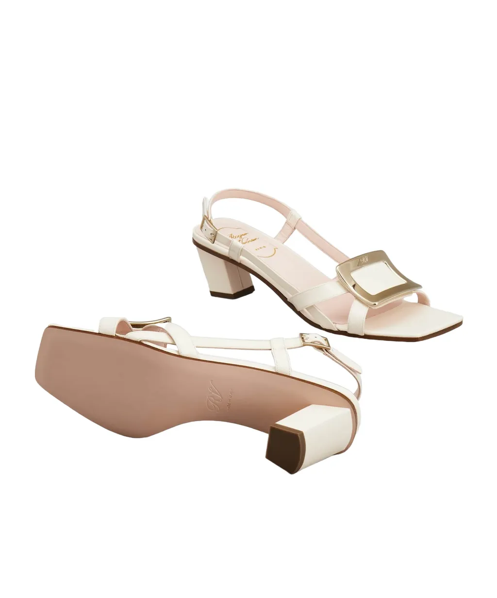 Belle Vivier Metal Buckle Sandals In Patent Leather