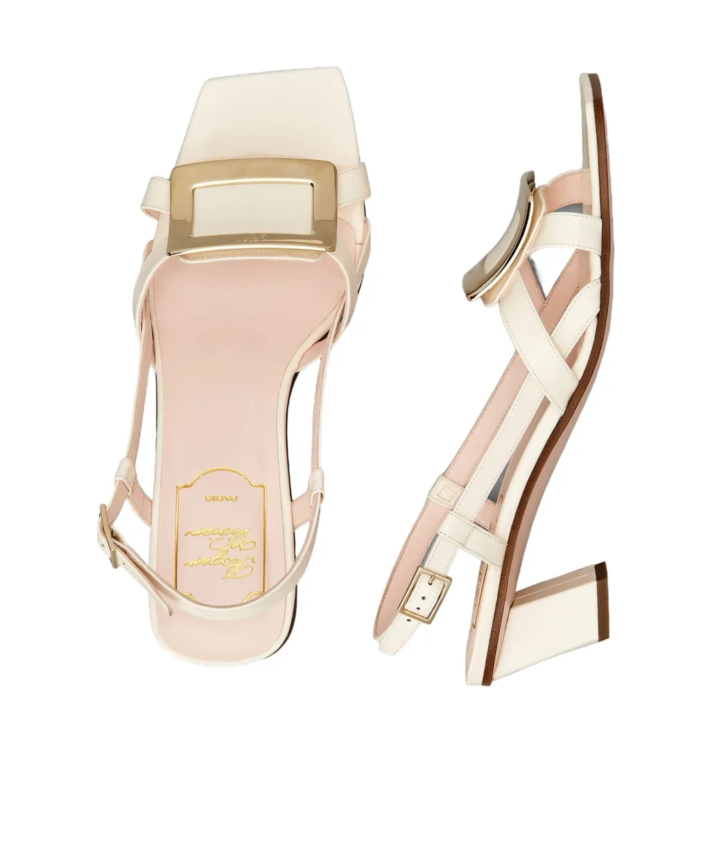 Belle Vivier Metal Buckle Sandals In Patent Leather