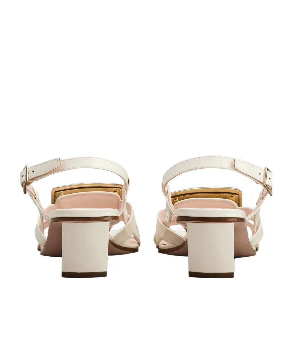 Belle Vivier Metal Buckle Sandals In Patent Leather