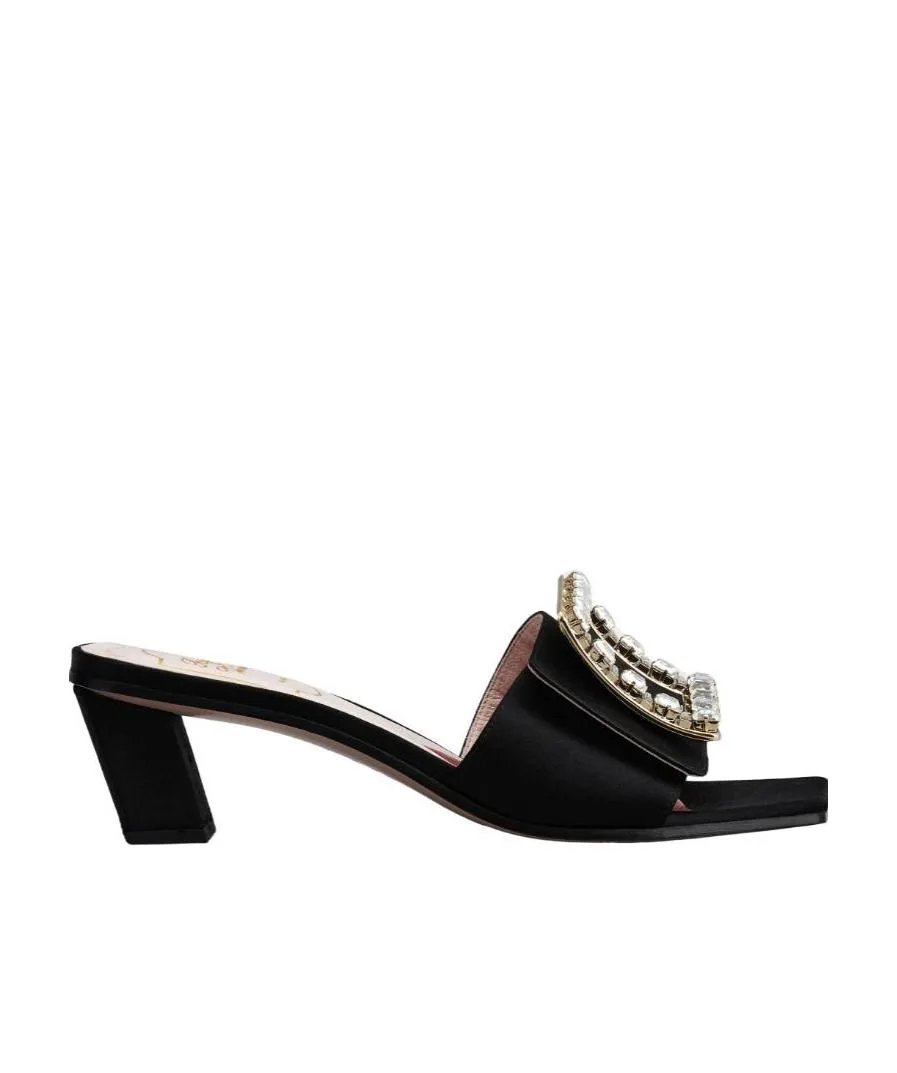 Biki Love Strass Buckle Mules In Satin