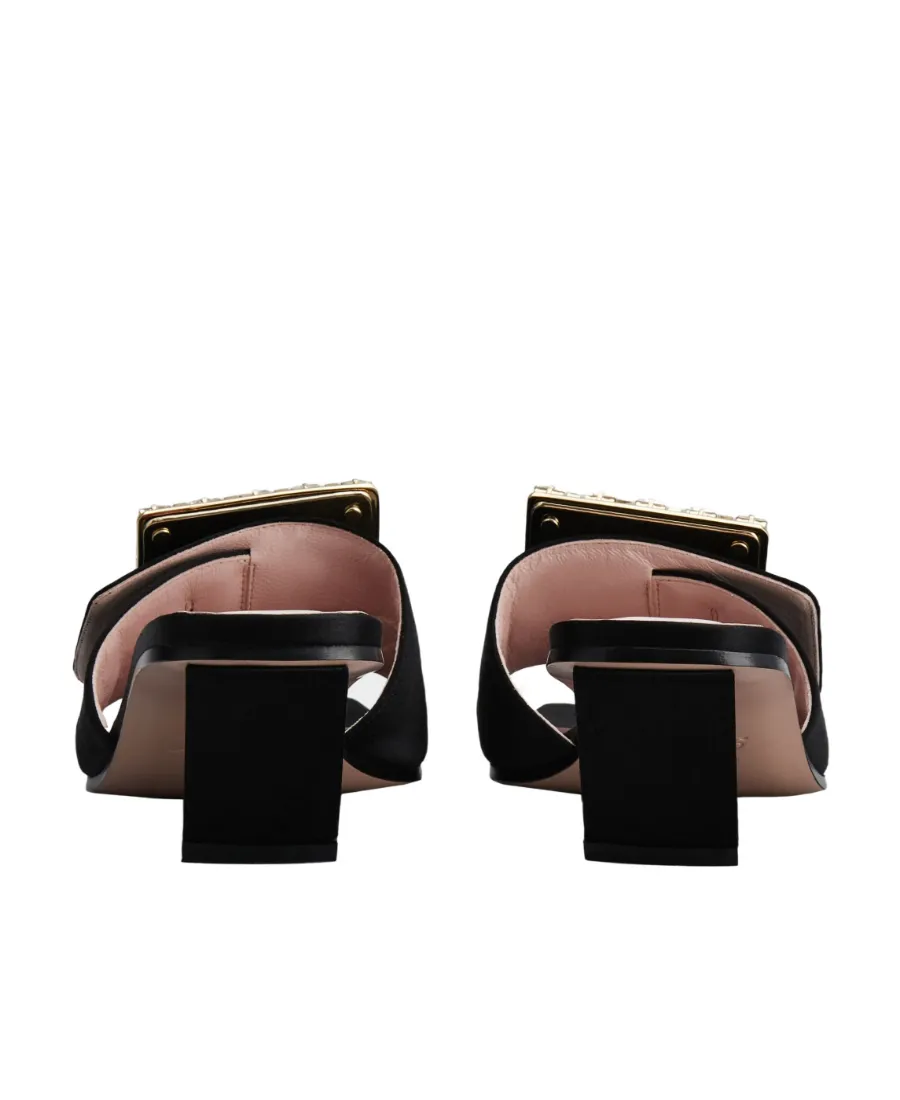 Biki Love Strass Buckle Mules In Satin