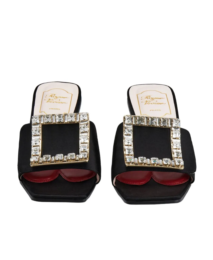 Biki Love Strass Buckle Mules In Satin