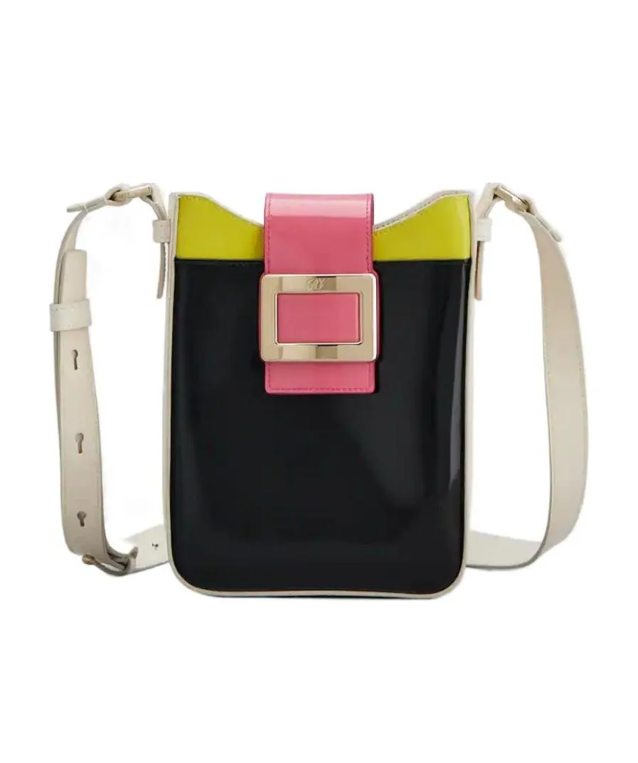 Logo Engraved Color Blocked Crossbody Bag