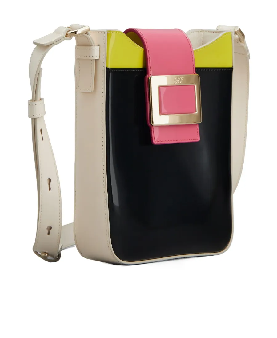 Logo Engraved Color Blocked Crossbody Bag