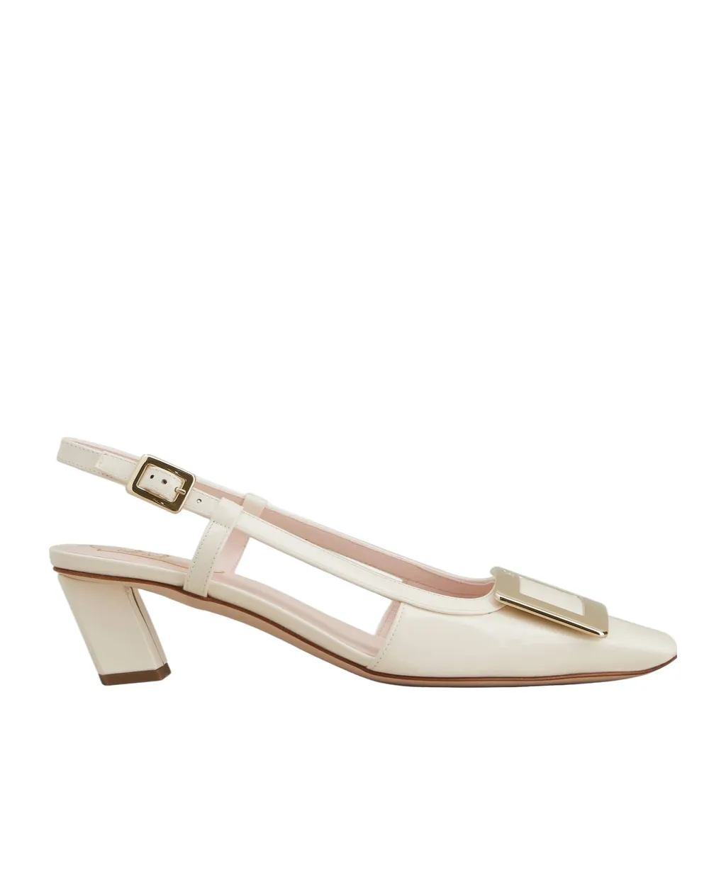 Belle Vivier Metal Buckle Slingback Pumps In Patent Leather