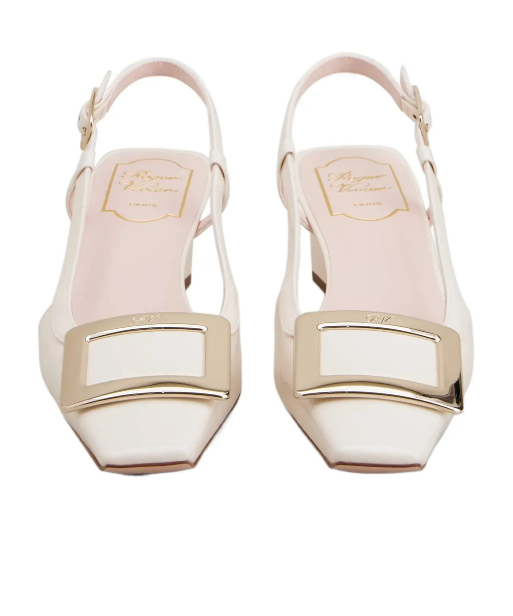 Belle Vivier Metal Buckle Slingback Pumps In Patent Leather