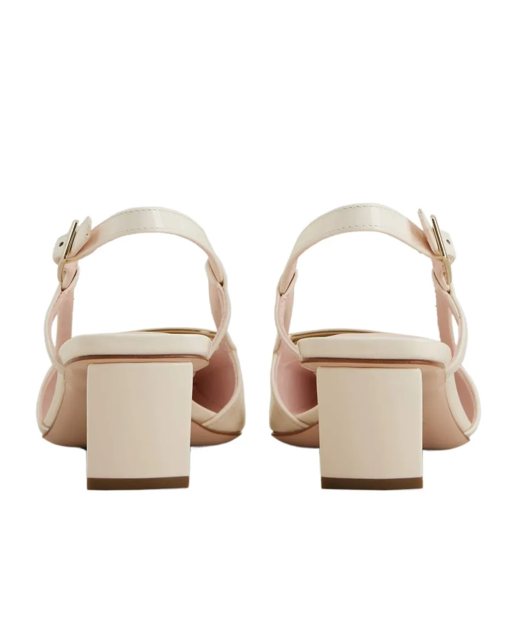 Belle Vivier Metal Buckle Slingback Pumps In Patent Leather