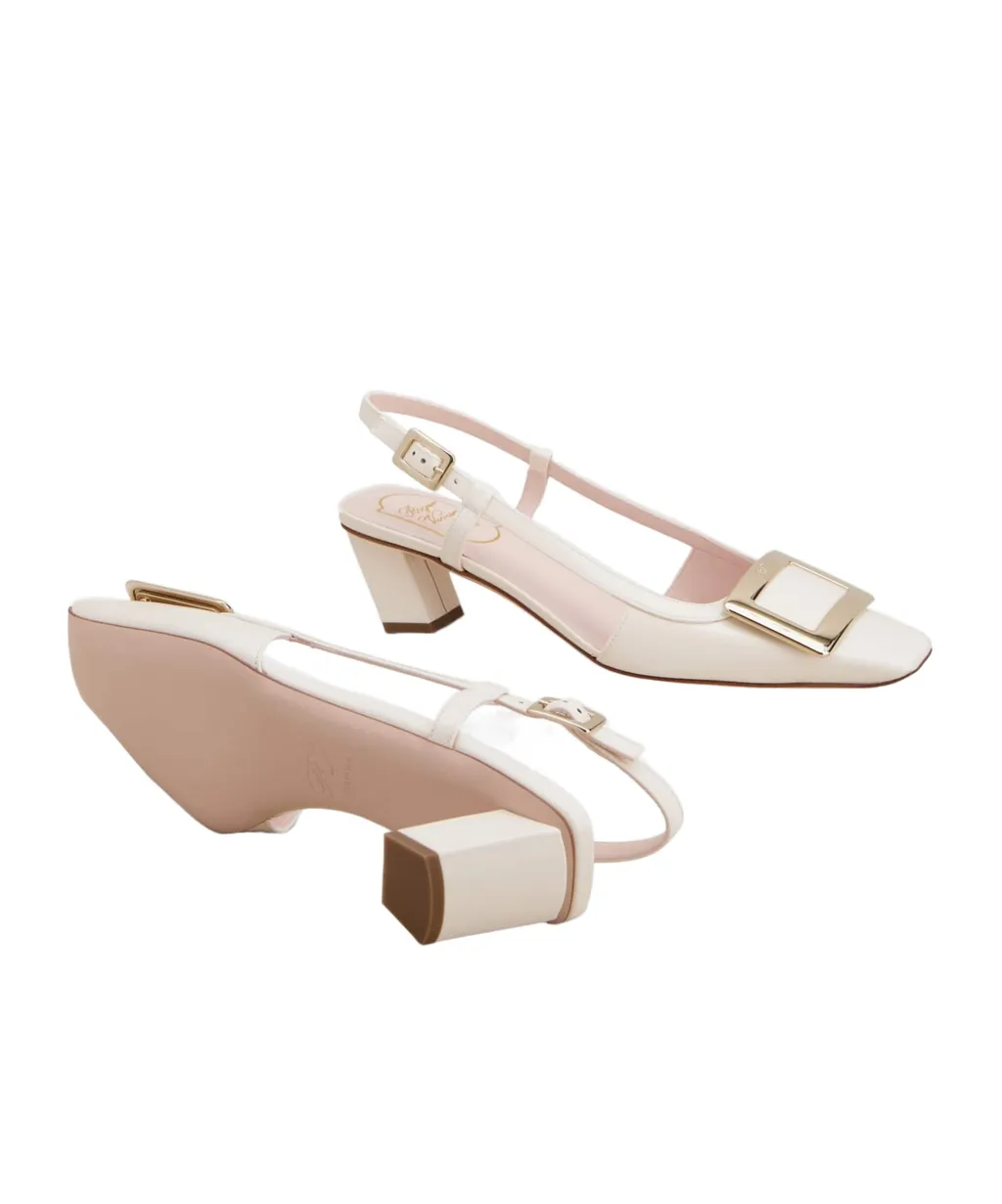 Belle Vivier Metal Buckle Slingback Pumps In Patent Leather