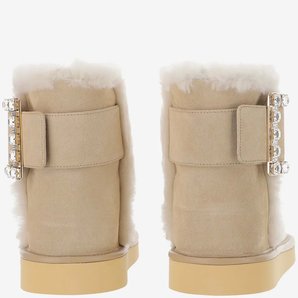 Crystal-Embellished Buckle-Strap Ankle Boots