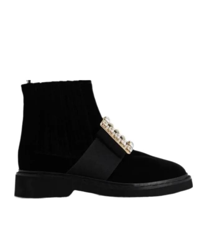 Drill Button Ankle Boots