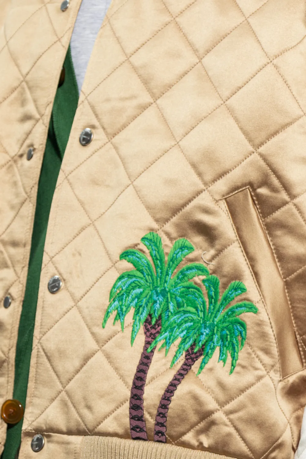 Diamond Quilted Satin Bomber Jacket