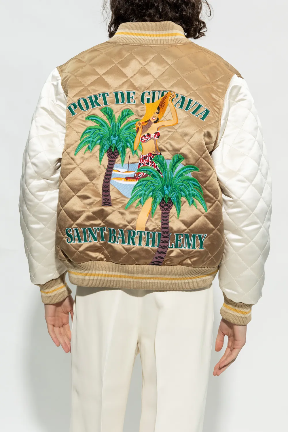 Diamond Quilted Satin Bomber Jacket
