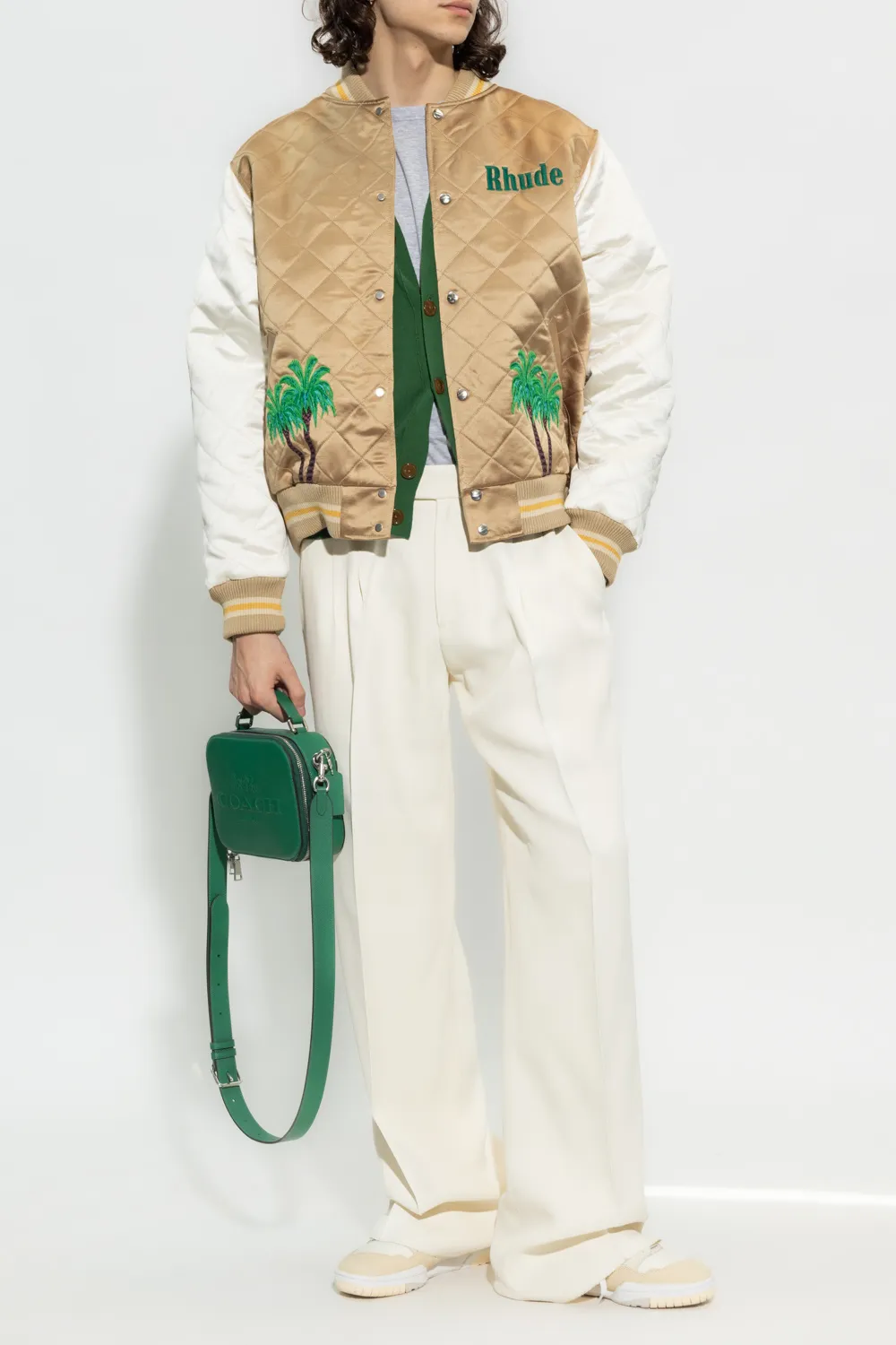 Diamond Quilted Satin Bomber Jacket