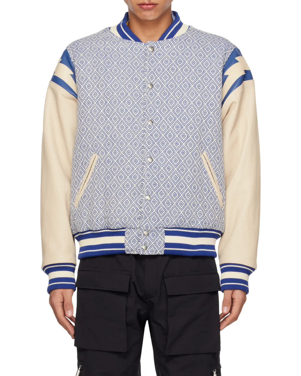 Diamond-Jacquard Varsity Jacket