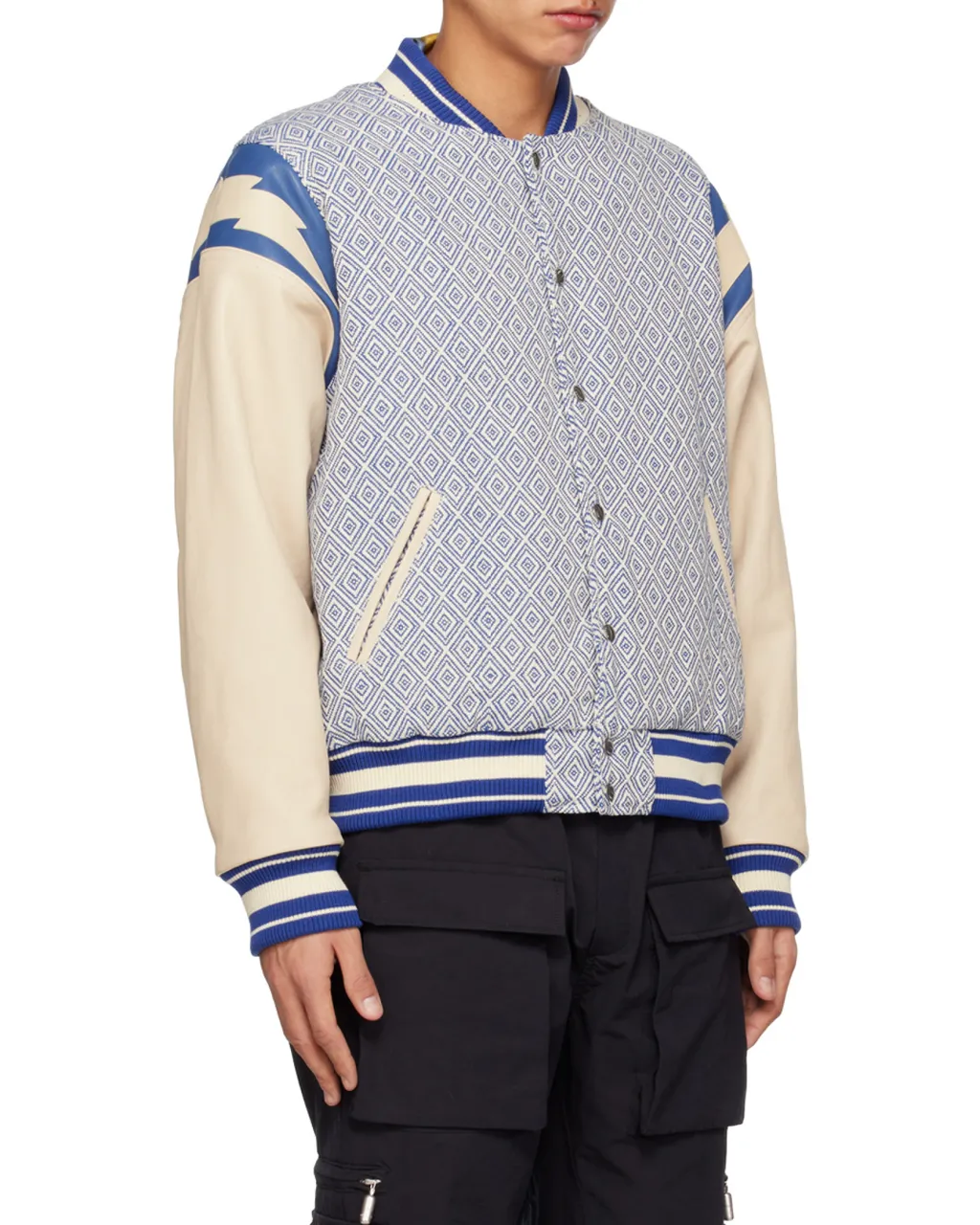 Diamond-Jacquard Varsity Jacket
