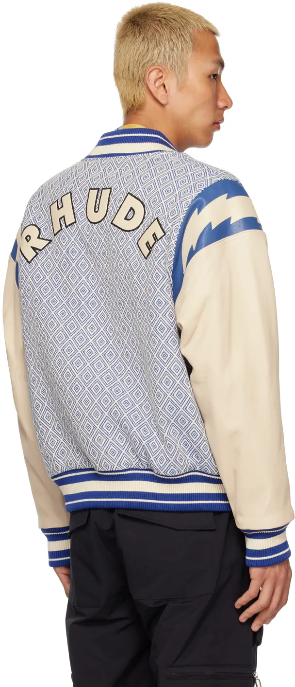 Diamond-Jacquard Varsity Jacket