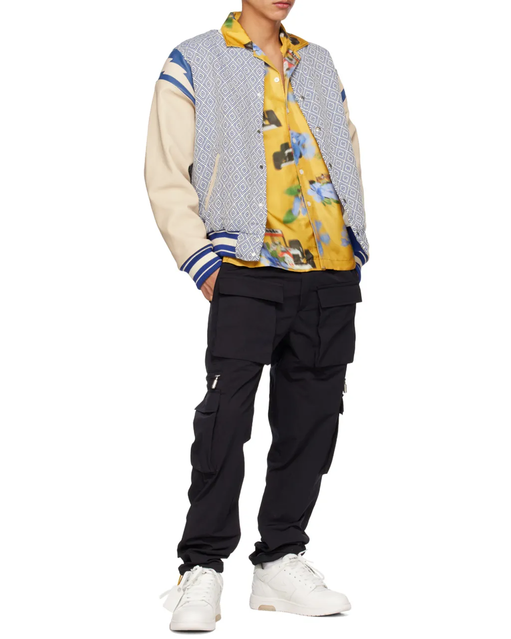 Diamond-Jacquard Varsity Jacket
