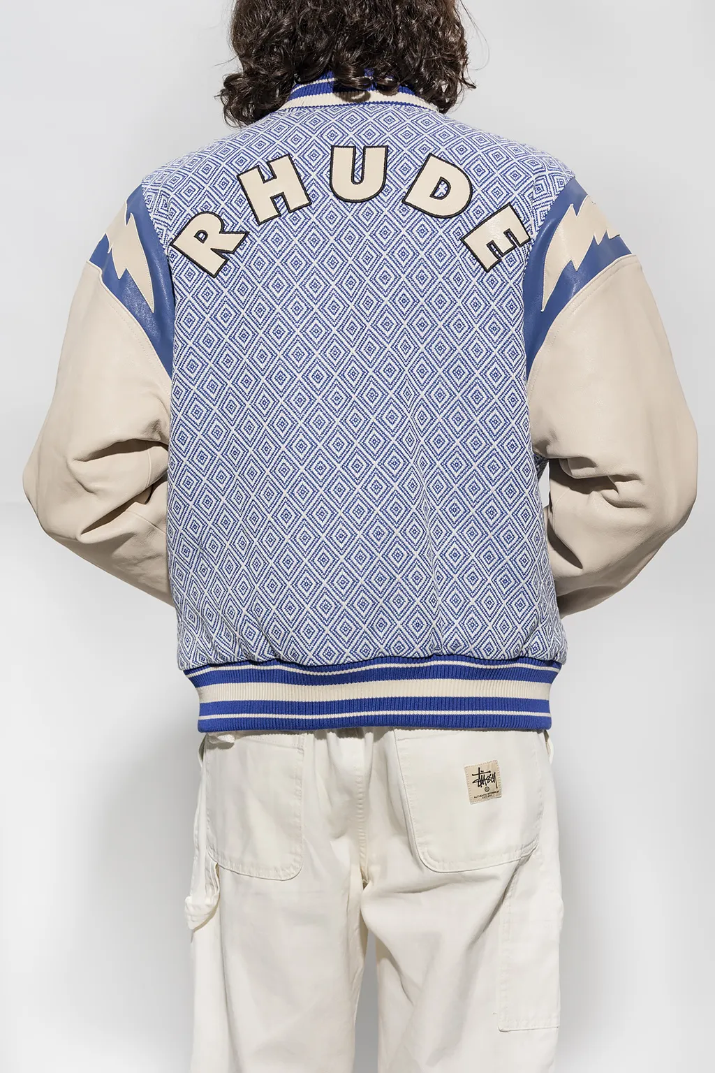 Diamond-Jacquard Varsity Jacket