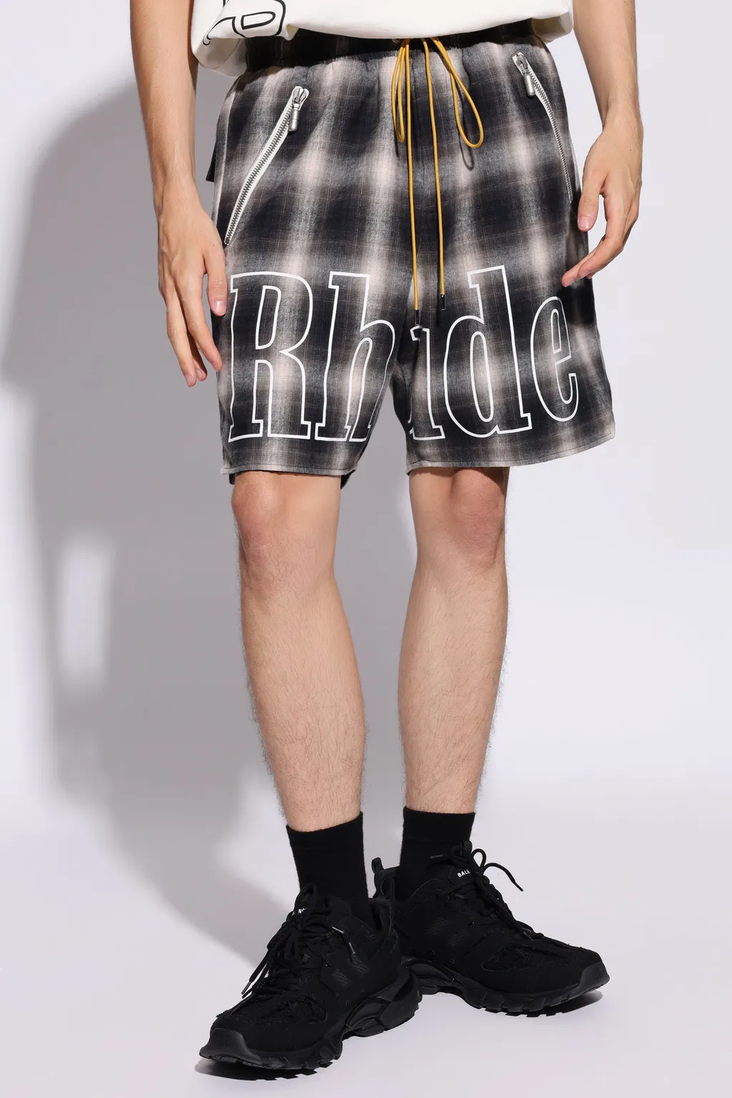Plaid Logo Drawstring Shorts