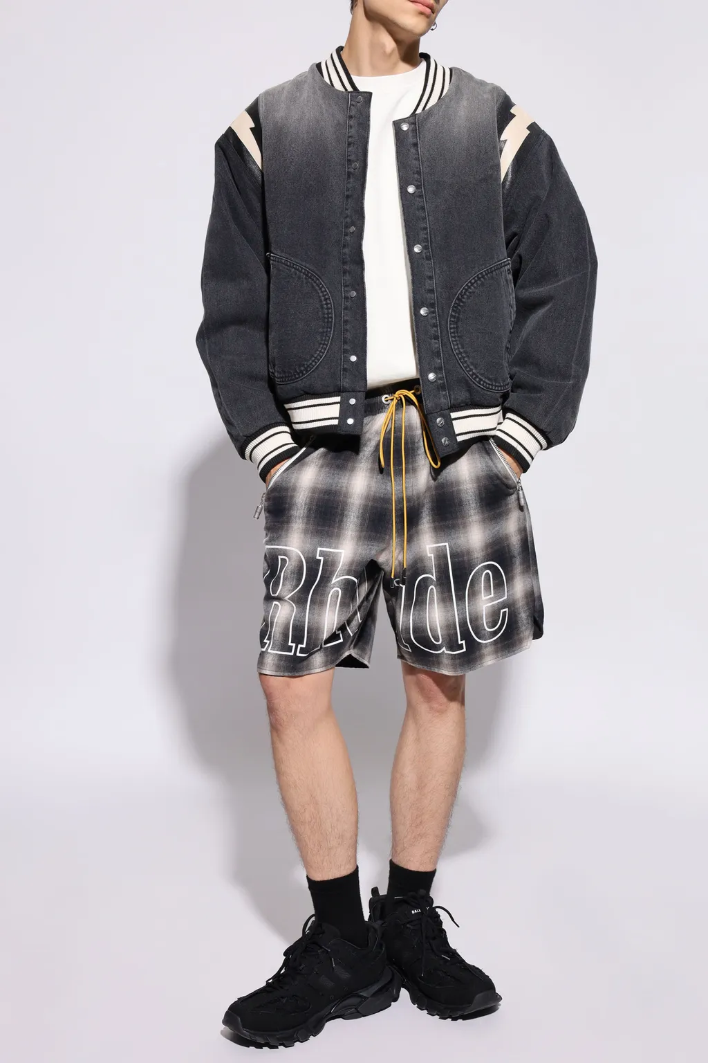Plaid Logo Drawstring Shorts