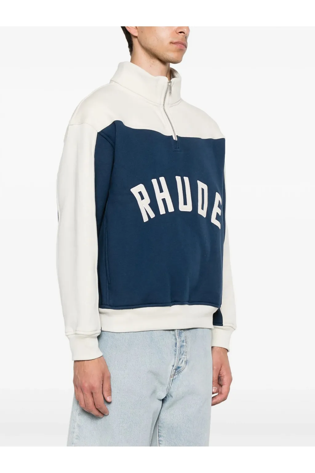 Contrast Quarter-Zip Varsity Sweatshirt