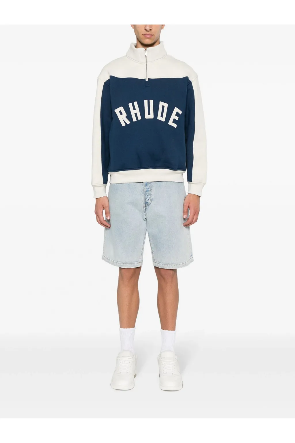 Contrast Quarter-Zip Varsity Sweatshirt