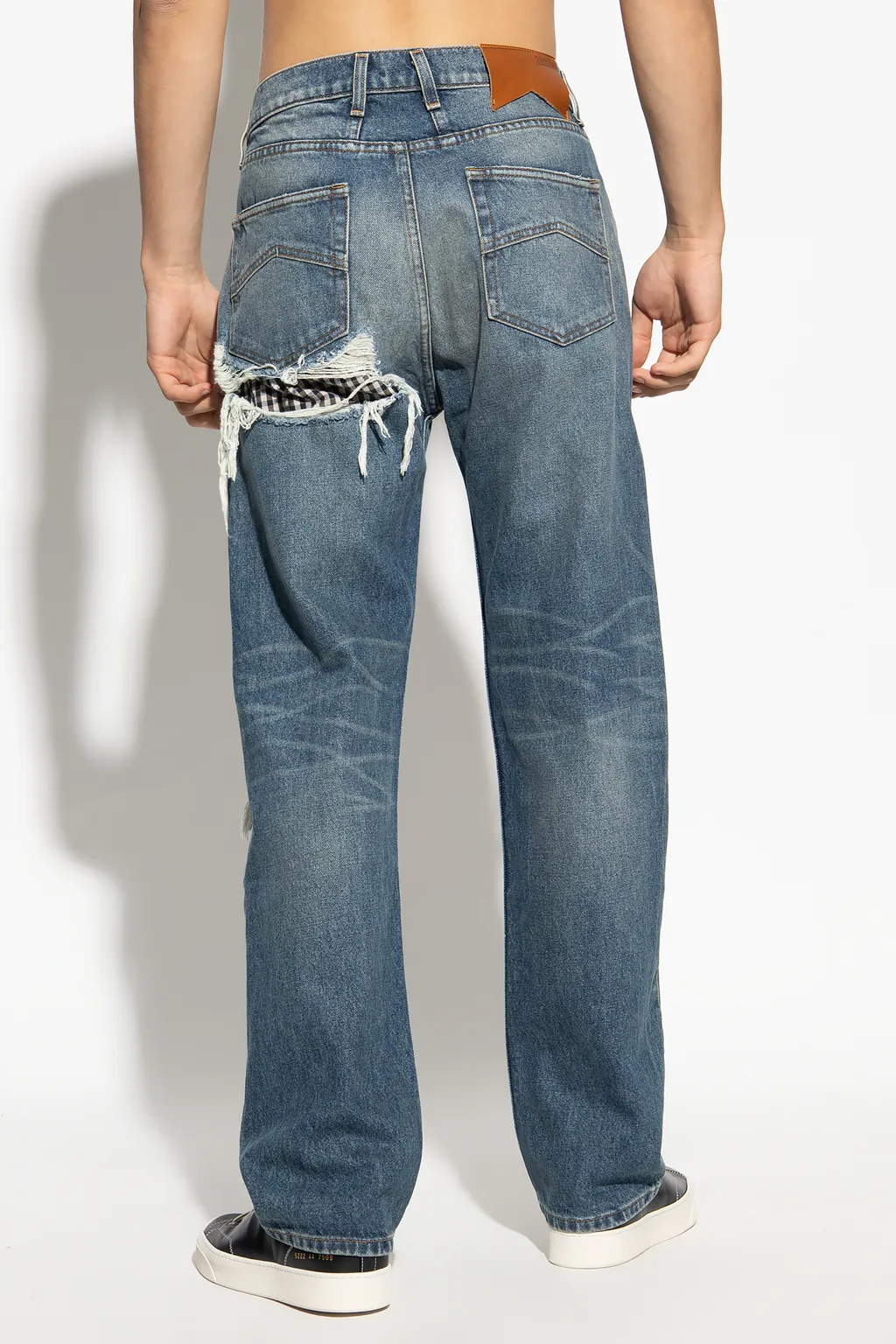 Mid Rise Boxer Distressed Jeans