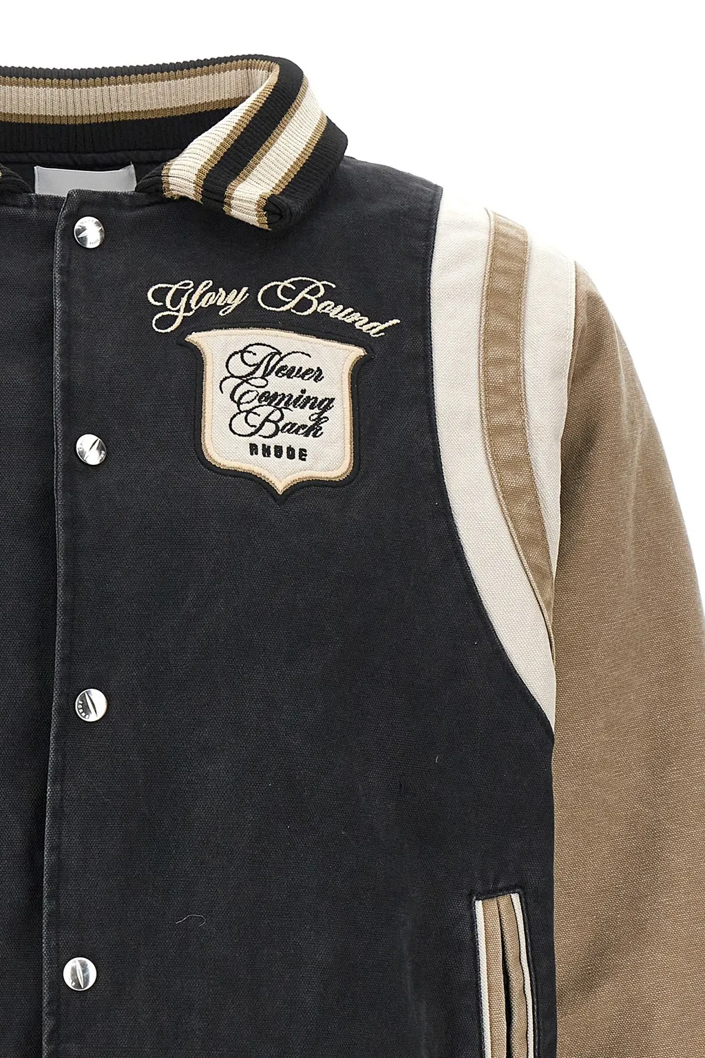 Washed Logo Embroidered Varsity Jacket