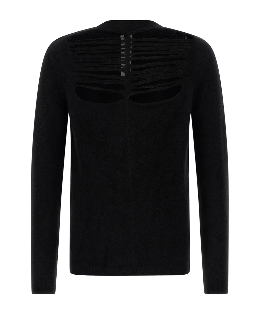 Rick Owens Concordians Ls Top In Black Alpaca Grid Knit