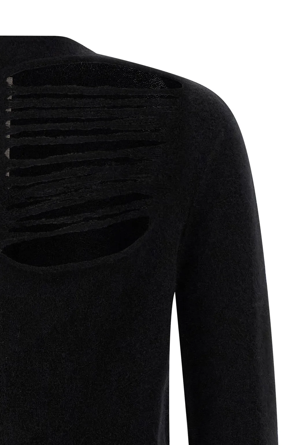 Rick Owens Concordians Ls Top In Black Alpaca Grid Knit