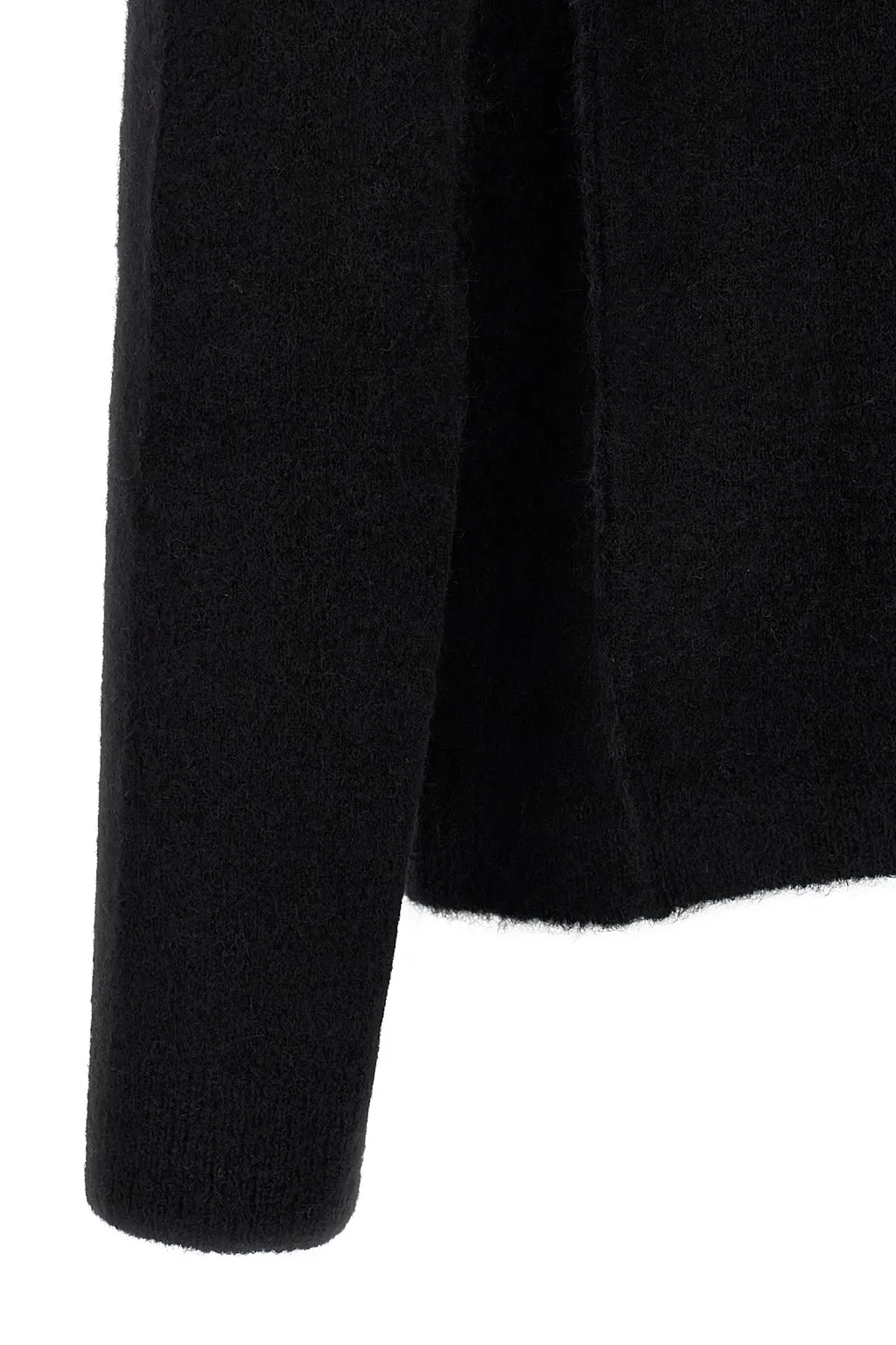 Rick Owens Concordians Ls Top In Black Alpaca Grid Knit