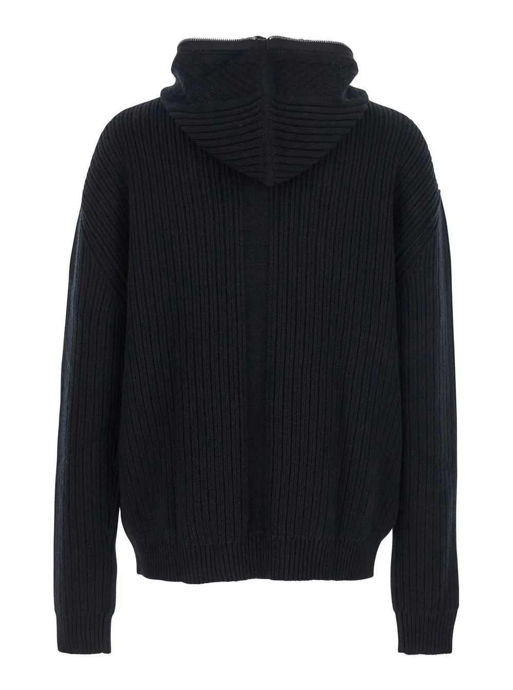 Rick Owens Concordians Zipped Hoodie In Black Heavy Wool Knit