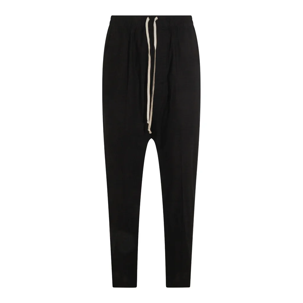 Rick Owens Concordians Drawstring Long In Black Wool Flannel