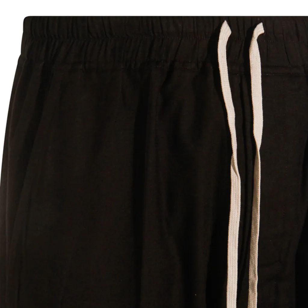 Rick Owens Concordians Drawstring Long In Black Wool Flannel