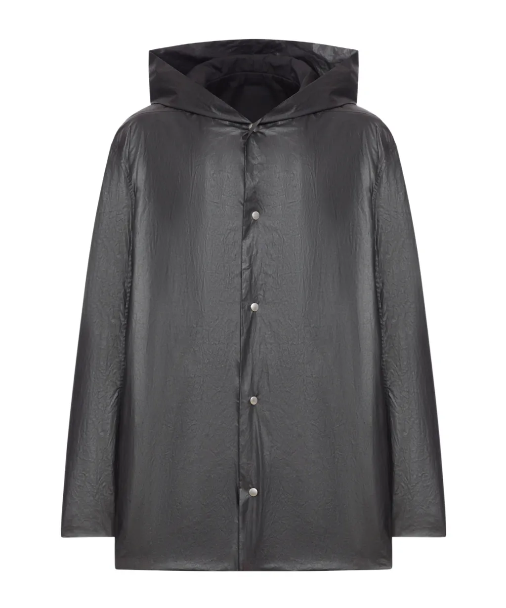 Rick Owens Concordians Runway Cropped Mac In Black Coated Poplin