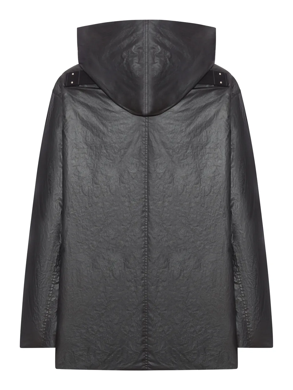 Rick Owens Concordians Runway Cropped Mac In Black Coated Poplin