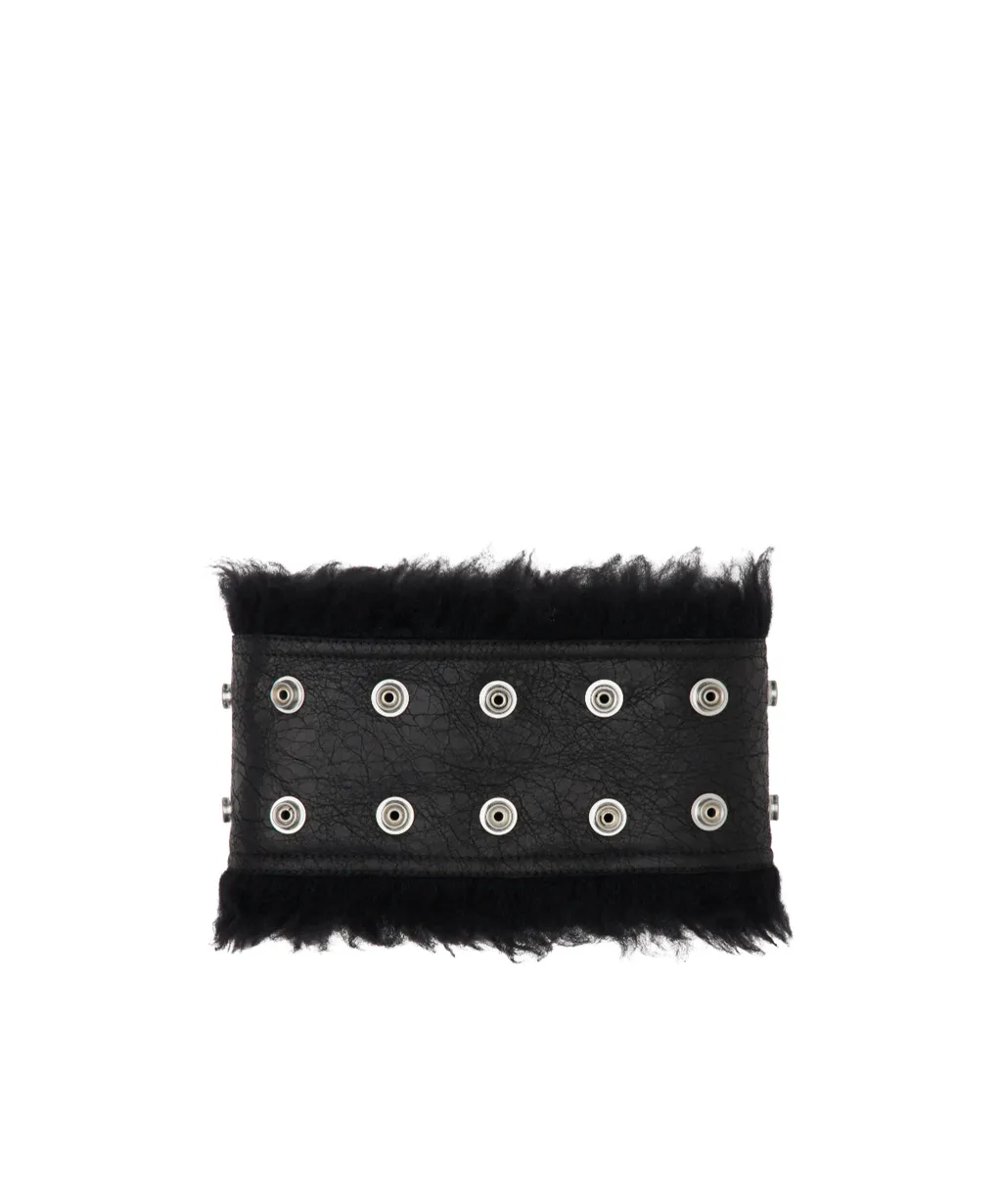 Shearling-Trimmed Metal-Eyelet Scarf
