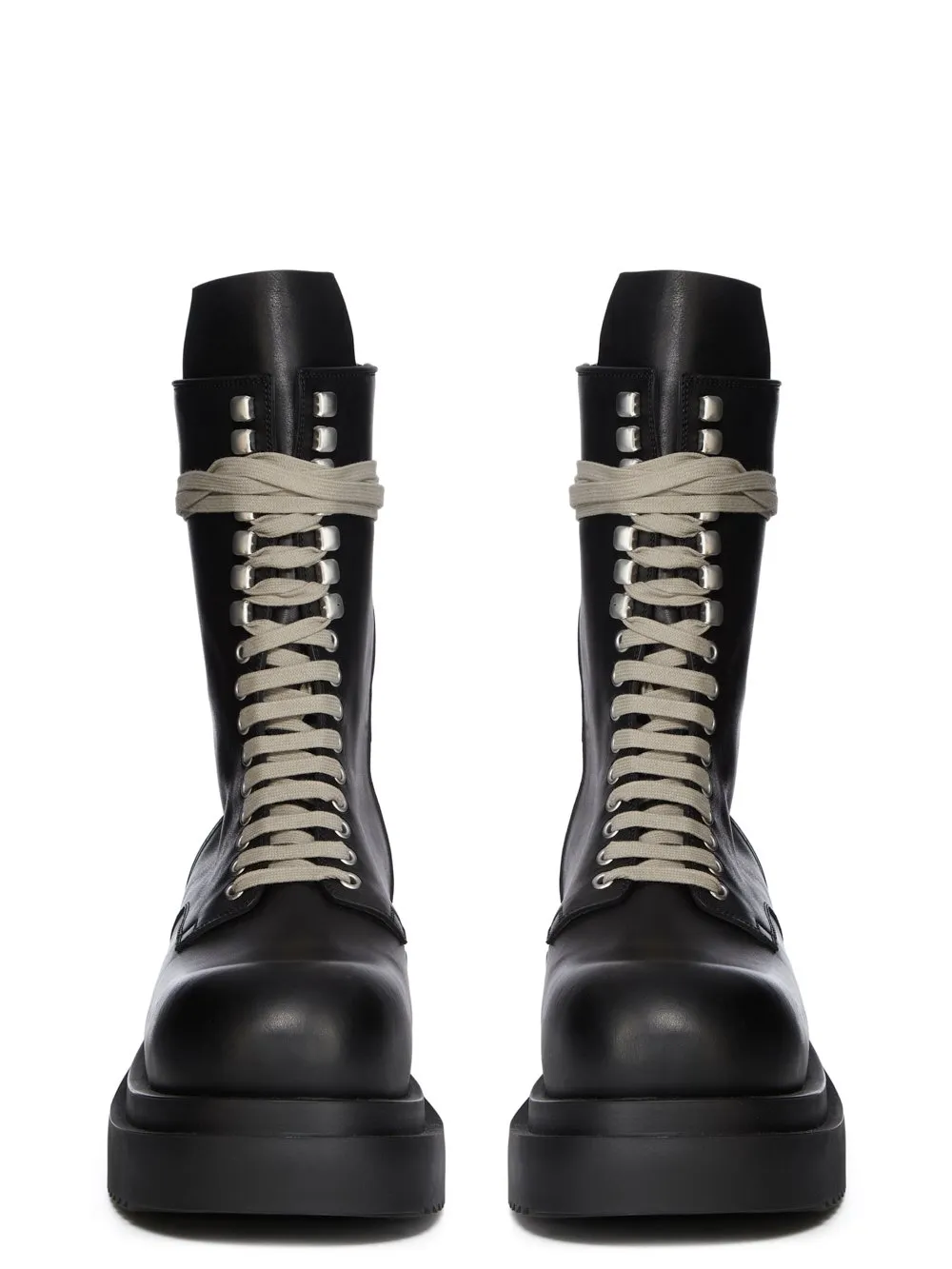 Rick Owens Concordians Laceup Bogun In Black Washed Calf Leather