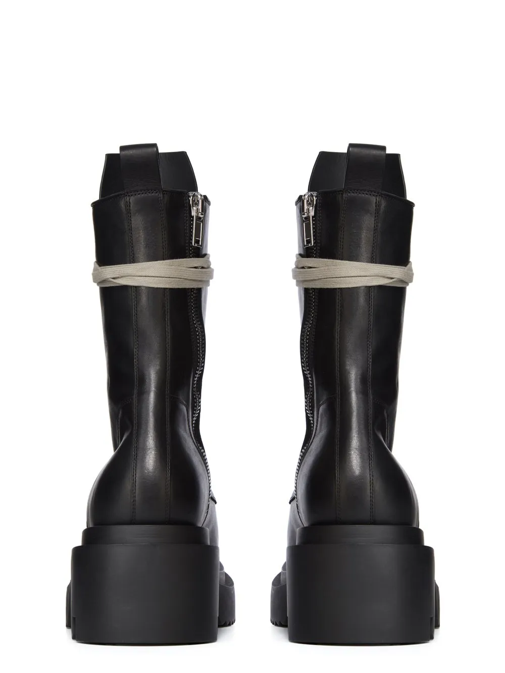 Rick Owens Concordians Laceup Bogun In Black Washed Calf Leather